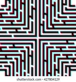 Maze 3D effect. Abstract vector background with a labyrinth. Probably used for banners, brochures, business cards, envelopes, letterheads. Vector illustration.