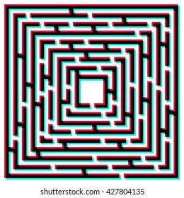Maze 3D effect.  Abstract vector background with a labyrinth. Probably used for banners, brochures, business cards, envelopes, letterheads. Vector illustration.