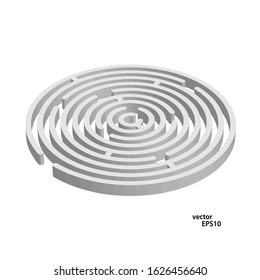 Maze in 3D vector illustration on a white background