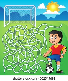 Maze 5 with soccer player - eps10 vector illustration.