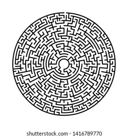 Maze in abstract style. Labyrinth game. Black maze circle. Black labyrinth. Maze symbol. Labyrinth isolated on white background.