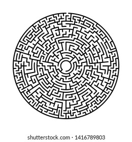 Maze in abstract style. Labyrinth game. Black maze circle. Black labyrinth. Maze symbol. Labyrinth isolated on white background.