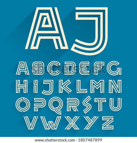Maze alphabet made of three parallel lines. Flat vector design can be used for jigsaw ads, right choice poster, tech identity, etc.