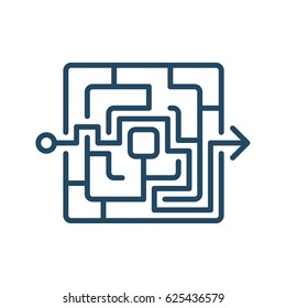 Maze with an Arrow vector icon in meaning Solution to Success