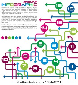 Maze of arrows info graphic/mindmap/flowchart in vector format.