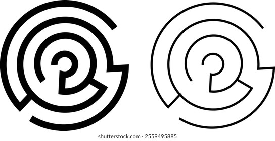 Maze autumn line and flat icon set. Maze black vector collection isolated on transparent background contour labyrinth business problem solutions symbol. Graphic elements ancient greek mythology design