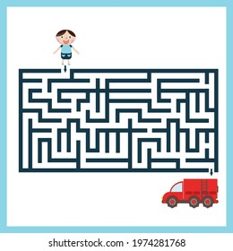 Maze with cars. Find right way. Kids mini game for development.
