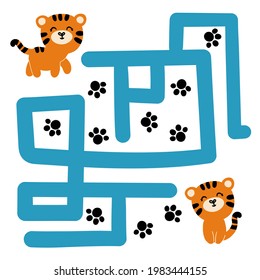 laberinto para niños. Ayude al tigre a encontrar su camino. Juegos educativos