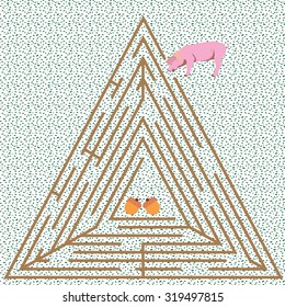 Maze for children (pig). Vector illustration.