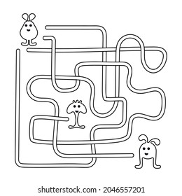 Maze para los niños. Juego de rompecabezas para los niños. Ayude a los monstruos a reunirse. Estilo de caricatura. Ilustración vectorial.