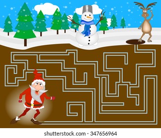 Maze for children with Santa