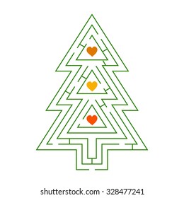 a maze of Christmas trees with hearts