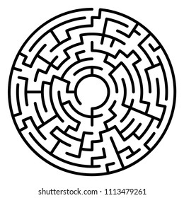 Maze circle. Labyrinth. Maze symbol. Isolated on white background.