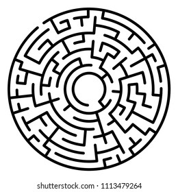Maze circle. Labyrinth. Maze symbol. Isolated on white background.