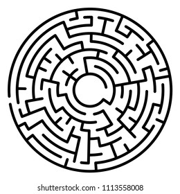 Maze circle. Labyrinth. Maze symbol. Isolated on white background.