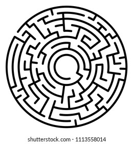 Maze circle. Labyrinth. Maze symbol. Isolated on white background.