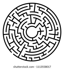 Maze circle. Labyrinth. Maze symbol. Isolated on white background.