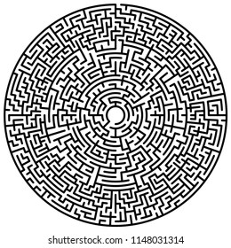 Maze circle. Labyrinth. Maze symbol. Isolated on white background. Black labyrinth