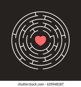 Maze circular inside heart puzzle gray
