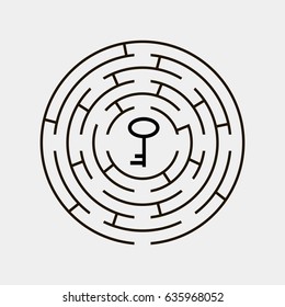 Maze circular inside key puzzle gray