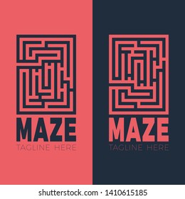 Maze Concept Logotype Template Design. Business Logo Icon Shape. Square Maze Simple Logo Illustration