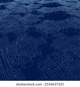 The maze contour, blue labyrinth - endless. Vector illustration