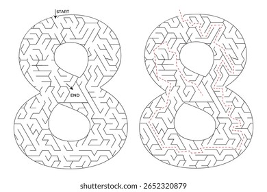 Maze creative number eight puzzle shapes vector design