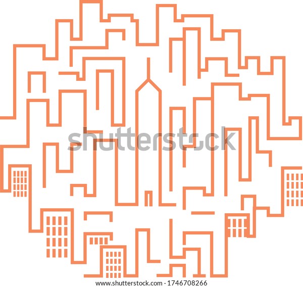 Maze design with city\
motife