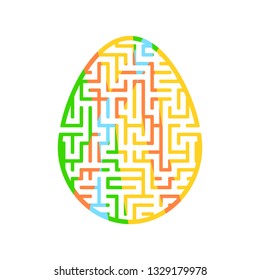 Maze easter egg. Game for kids. Puzzle for children. Cartoon style. Labyrinth conundrum. Color vector illustration. The development of logical and spatial thinking