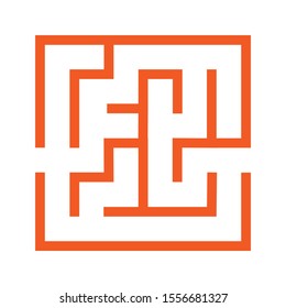 Maze. Education logic game labyrinth for kids. Find right way. Isolated simple square maze black line on white background. With the solution. Vector illustration.