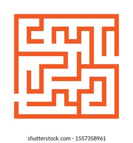 Maze. Education logic game labyrinth for kids. Find right way. Isolated simple square maze black line on white background.  Vector illustration.