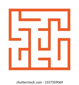Maze. Education logic game labyrinth for kids. Find right way. Isolated simple square maze black line on white background.   Vector illustration.