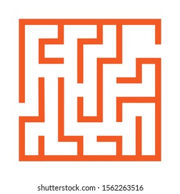 Maze. Education logic game labyrinth for kids. Find right way. Isolated simple square maze black line on white background. With the solution. Vector illustration.
