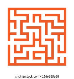 Maze. Education logic game labyrinth for kids. Find right way. Isolated simple square maze black line on white background. With the solution. Vector illustration.