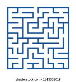 Maze. Education logic game labyrinth for kids. Find right way. Isolated simple square maze black line on white background. With the solution. Vector illustration.