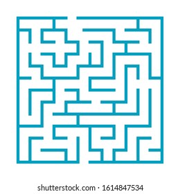 Maze. Education logic game labyrinth for kids. Find right way. Isolated simple square maze black line on white background. With the solution. Vector illustration.