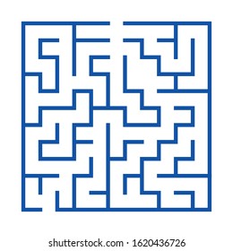 Maze. Education logic game labyrinth for kids. Find right way. Isolated simple square maze black line on white background. With the solution. Vector illustration.