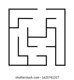 Maze. Education logic game labyrinth for kids. Find right way. Isolated simple square maze black line on white background. Vector illustration.