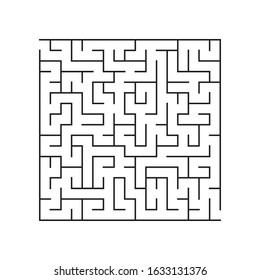 Maze. Education logic game labyrinth for kids. Find right way. Isolated simple square maze black line on white background. Vector illustration.