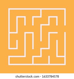 Maze. Education logic game labyrinth for kids. Find right way. Isolated simple square maze black line on white background. Pink background. Vector illustration.