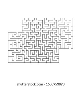Maze. Education logic game labyrinth for kids. Find the right way. Isolated simple rectangular maze black line on white background. With the solution.
