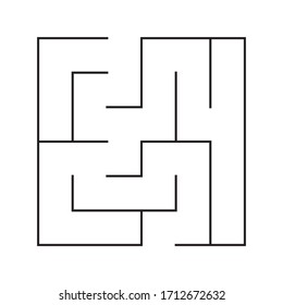 Maze. Education logic game labyrinth for kids. Find right way. Isolated simple square maze black line on white background. Vector illustration.