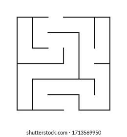 Maze. Education logic game labyrinth for kids. Find right way. Isolated simple square maze black line on white background. Vector illustration.