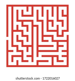 Maze. El laberinto del juego de lógica educativa para los niños. Encuentra bien. Línea naranja cuadrada aislada sobre fondo blanco. Con la solución. Ilustración vectorial.