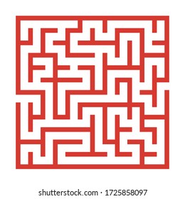 Maze. Bildungslogik Spiel Labyrinth für Kinder. Finde den richtigen Weg. Einzigartige, quadratische, orangefarbene Linie auf weißem Hintergrund. Mit der Lösung. Vector-Abbildung.