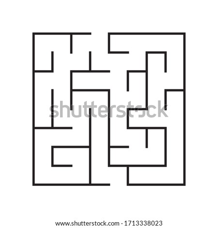 Maze. Education logic game labyrinth for kids. Find right way. Isolated simple square maze black line on white background. Vector illustration.