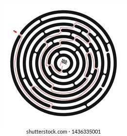 Maze educational kids labyrinth. Vector illustration of educational kids game - round labyrinth with some wrong ways