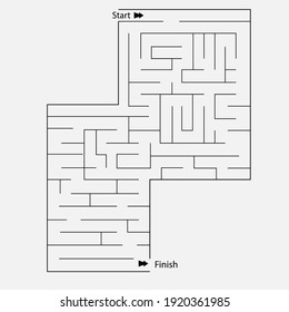 Maze. Educational puzzle game maze for kids. Find the right path. Isolated maze with a black line on a white background. Vector illustration.
