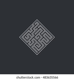 Maze emblem. Abstract maze element.