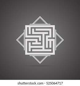 Maze emblem. Abstract maze element